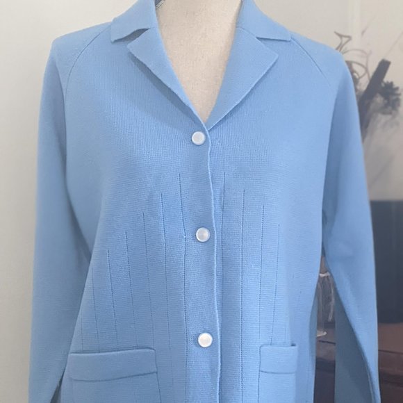 Vintage baby blue cardigan with collar - Picture 1 of 8